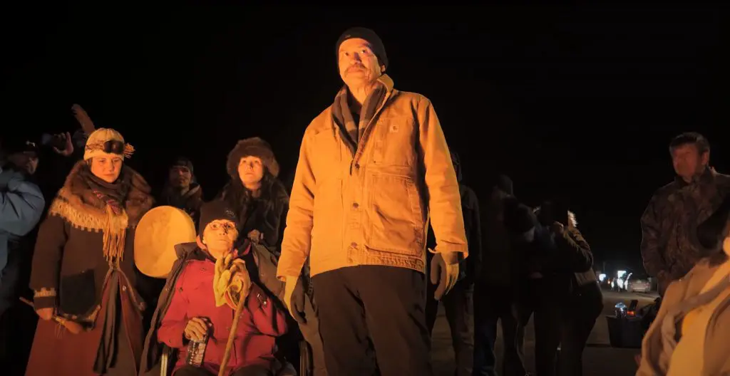 Gitxsan hereditary chiefs and family members after their release from RCMP custody in February 2020.