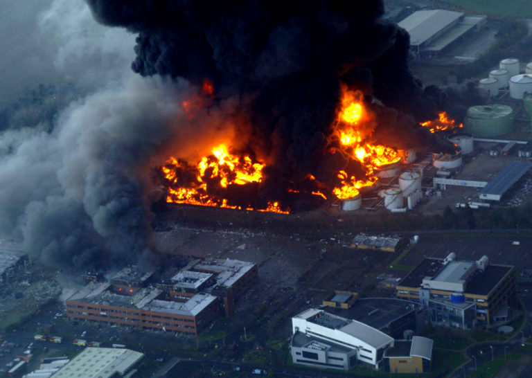 Buncefield fire, possible scenario for Trans Mountain near Simon Fraser University Burnaby