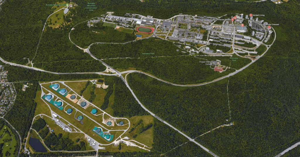 Trans Mountain Pipelineand Simon Fraser University Burnaby aerial