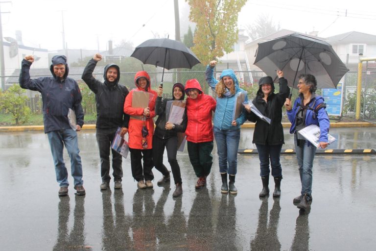 Fierce Dogwooders brave the rain to canvass Burnaby neighbours