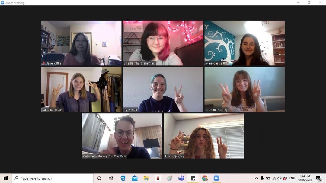 A group of youth prepare for a webinar on climate activism over Zoom